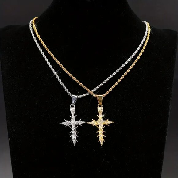 Gelin 14k Solid Gold and Diamond Cross Necklace | 1/14 c.t  14K Gold 24\